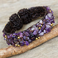 Amethyst cuff bracelet, 'Violet Twilight'