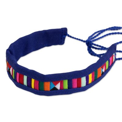Cobalt Blue and Multicolored Hill Tribe Style Bracelet