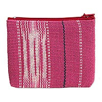 Cotton coin purse, 'Cotton Candy Friend' - Vibrant Pink Cotton Coin Purse Handcrafted in Thailand