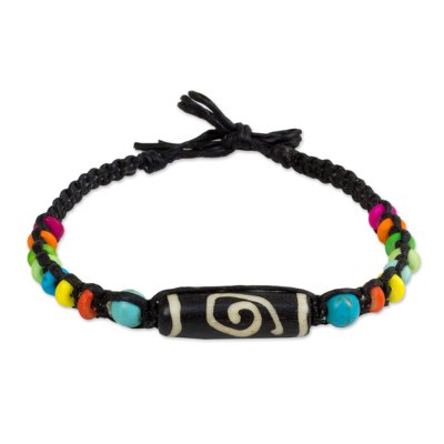 Artisan Crafted Braided Bracelet with Multicolor Beads