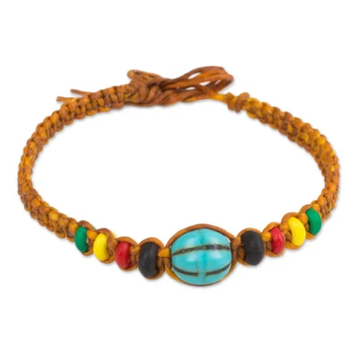 Brown Wristband Bracelet with Turquoise Color Calcite