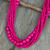 Wood beaded necklace, 'Tropical Dance' - Fair Trade Long Wood Beaded Hot Pink Strand Necklace (image 2) thumbail