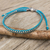 Silver accent braided bracelet, 'Blue Grey Progression' - Hand Knotted Macrame Bracelet with Hill Tribe Silver Beads thumbail