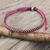 Silver accent braided bracelet, 'Pink Maroon Progression' - Pink and Maroon Wristband Bracelet with Silver Beads thumbail
