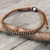 Silver accent braided bracelet, 'Brown Tan Progression' - Silver Beads on Brown and Tan Wristband Bracelet thumbail