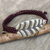 Silver wristband bracelet, 'Turn a New Burgundy Leaf' - Hill Tribe jewellery Silver Leaf in Burgundy Cord Bracelet (image p251233) thumbail
