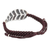 Silver wristband bracelet, 'Turn a New Burgundy Leaf' - Hill Tribe Jewellery Silver Leaf in Burgundy Cord Bracelet