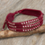 Silver accent wristband bracelet, 'Starlight and Wine' - Burgundy Macrame Wristband Bracelet with Silver 950 Beads thumbail
