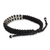 Silver accent wristband bracelet, 'Black Infinity Twins' - Thai Macrame Black Wristband Bracelet with Silver 950 Beads (image p251249) thumbail