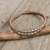 Silver accent wristband bracelet, 'Khaki Infinity Twins' - Hill Tribe Silver on a Thai Hand Knotted Wristband Bracelet