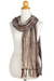 Cotton batik scarf, 'Cocoa Paths' - Hand Crafted Striped Batik Scarf in Brown Shades thumbail