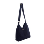 Cotton hobo bag with coin purse, 'Surreal Blue' - Navy Blue Cotton Hobo Bag with Coin Purse and Multi Pockets