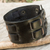 Men's leather wristband bracelet, 'Rugged Weave in Black' - Black Leather Wristband Bracelet for Men Artisan Jewelry (image 2) thumbail