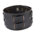 Men's leather wristband bracelet, 'Rugged Weave in Black' - Black Leather Wristband Bracelet for Men Artisan Jewelry thumbail