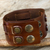 Men's leather wristband bracelet, 'Rugged Weave in Brown' - Leather Wristband Bracelet for Men Crafted by Hand (image 2b) thumbail