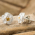 Citrine button earrings, 'Lamphun Jasmine' - Thai Handcrafted Citrine and Sterling Silver Floral Earrings thumbail