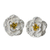 Citrine button earrings, 'Lamphun Jasmine' - Thai Handcrafted Citrine and Sterling Silver Floral Earrings thumbail