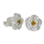 Citrine button earrings, 'Lamphun Jasmine' - Thai Handcrafted Citrine and Sterling Silver Floral Earrings (image 2b) thumbail