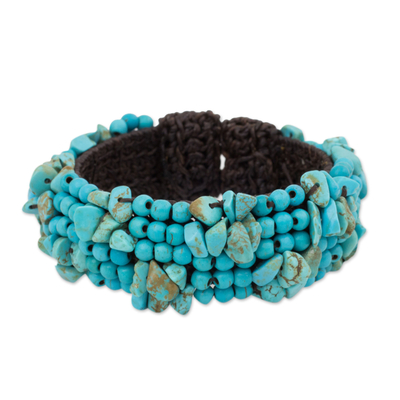 Calcite beaded bracelet, 'Boho Nature' - Artisan Crafted Calcite Beaded Stretch Bracelet Thailand