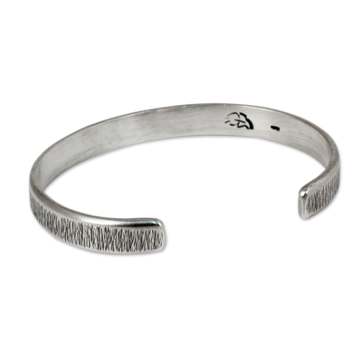 Sterling silver cuff bracelet, 'Gentle Sea Grass' - Free Trade Cuff Bracelet Sterling Silver from Thailand