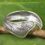 Silver cuff bracelet, 'Swimming Fish' - Handmade Silver Fish Cuff Bracelet Thai Hill Tribe Jewellery