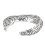 Silver cuff bracelet, 'Swimming Fish' - Handmade Silver Fish Cuff Bracelet Thai Hill Tribe Jewellery