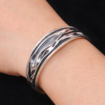 Sterling silver cuff bracelet, 'Narrow River' - Hand Crafted Sterling Silver Cuff Bracelet from Thailand