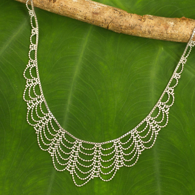 Sterling silver waterfall necklace, 'Elegant Lady' - Sterling Silver Artisan Crafted Thai Waterfall Necklace