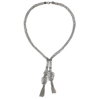 Lariat-Halskette aus Sterlingsilber, „Tango“ – Lariat-Halskette aus Sterlingsilber mit Kugel- und Zylinderkette