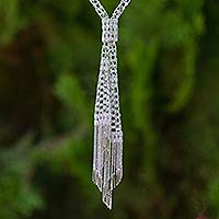 Sterling silver lariat necklace, 'Glamour on Ice'