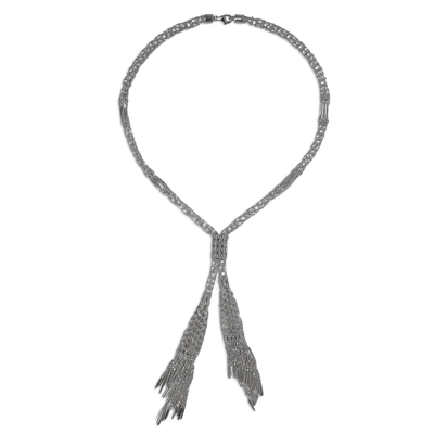 Collar de lazo de plata de ley - Collar Dramático Estilo Lariat Hecho de Cadena de Plata Esterlina