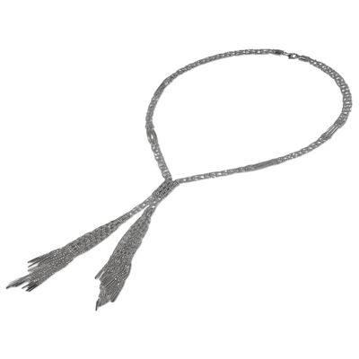 Lasso-Halskette aus Sterlingsilber - Dramatische Halskette im Lariat-Stil aus Sterlingsilber