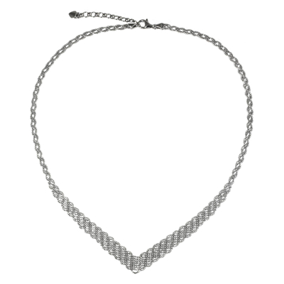 Sterling silver necklace, 'Woven Helix' - Artisan Made Sterling Silver Ball Chain Necklace