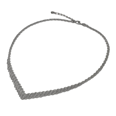Sterling silver necklace, 'Woven Helix' - Artisan Made Sterling Silver Ball Chain Necklace