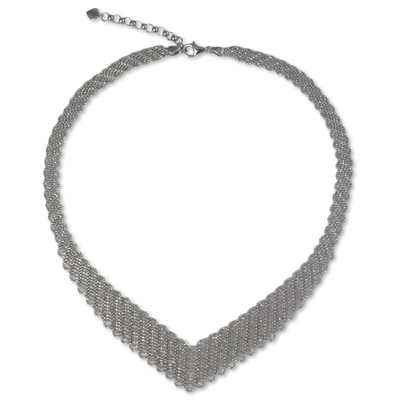 collar de plata esterlina - Collar de plata de ley 925 estilo rojo tejido