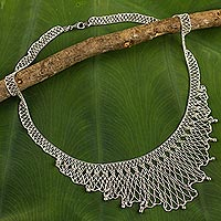 Sterling silver collar necklace, 'Vintage Grace' - Sterling Silver Ball Chain Collar Necklace from Thailand