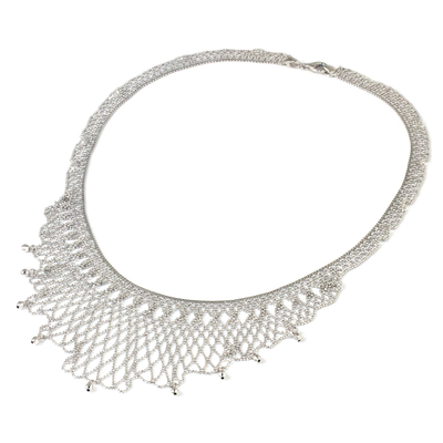 Sterling silver collar necklace, 'Vintage Grace' - Sterling Silver Ball Chain Collar Necklace from Thailand