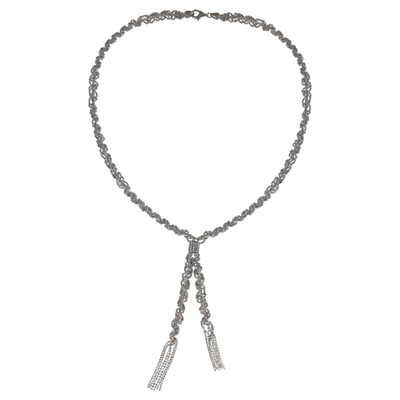 Sterling silver lariat necklace, 'Vintage Fringe' - Unique Necklace Crafted from Sterling Ball Chain