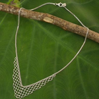 Halskette mit Kragen aus Sterlingsilber - Sterlingsilber-Kragenhalskette im Mesh-Stil aus Thailand