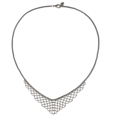 Sterling Silver Mesh Style Collar Necklace from Thailand