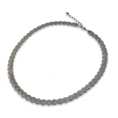Halskette mit Kragen aus Sterlingsilber - Halskette aus Sterlingsilber 925 mit geschwungenem Serpentinendesign