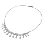 Cultured pearl collar necklace, 'Magnificent Lace' - Collar Style Necklace with Cultured Pearls and Silver
