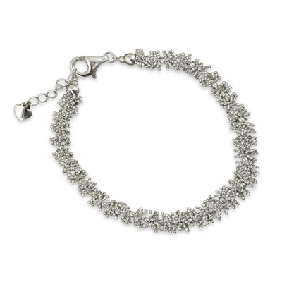 Sterling silver beaded bracelet, 'Thai Garland' - Thai Sterling Silver 925 Beaded Women's Bracelet