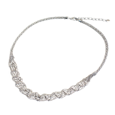 Sterling silver statement necklace, 'Delicate Twist' - Artisan Crafted Sterling Silver Statement Necklace