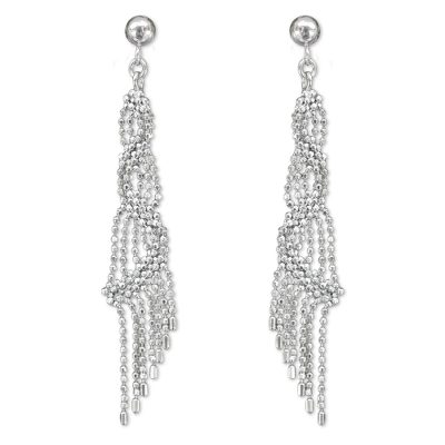 Sterling silver waterfall earrings, 'Bangkok Fringe' - Handcrafted Sterling Silver 925 Waterfall Style Earrings