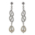 Pendientes colgantes de perlas cultivadas y plata de primera ley - Aretes colgantes únicos con cadena de plata esterlina y perlas