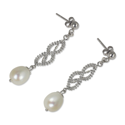 Ohrhänger aus Zuchtperlen und Sterlingsilber - Einzigartige Ohrhänger mit Kette aus Sterlingsilber und Perlen