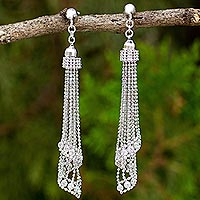 Sterling silver waterfall earrings, 'Disco Queen'