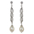 Cultured pearl dangle earrings, 'Modern Macrame' - Artisan Designed Sterling Silver Dangle Earrings with Pearls