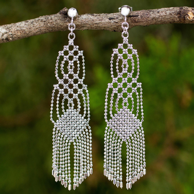 Sterling silver waterfall earrings, Macrame Inspiration